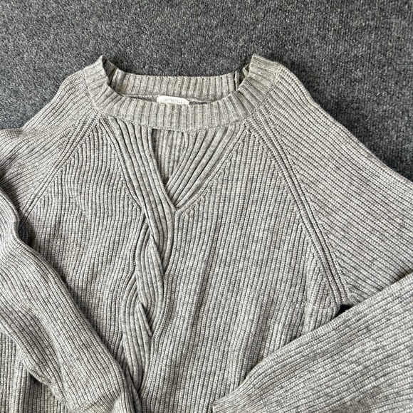 Absolutely Women's XL Gray Ribbed Knit Sweater Cable Front Viscose Blend - Picture 1 of 9